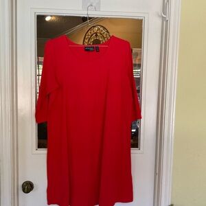 Red a line dress size 1X petite with three-quarter sleeves Never been worn